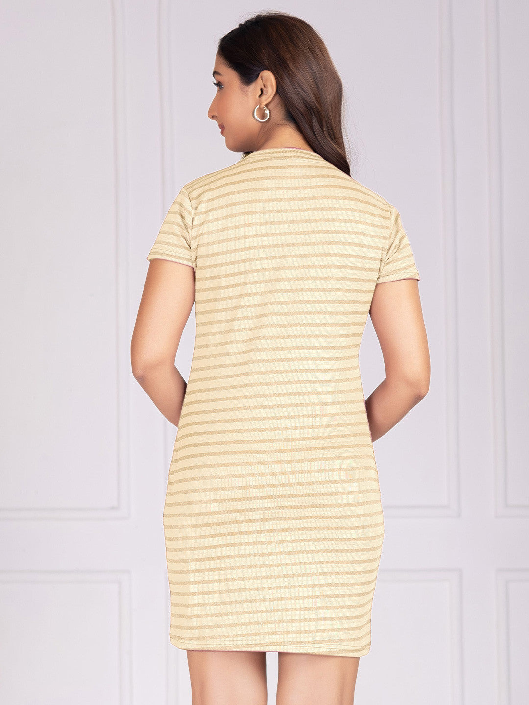 Women Striped Bodycon Dress (YELLOW)